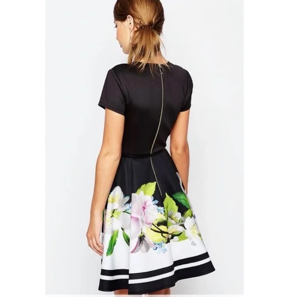 Ted Baker Black Floral Midi Dress - Picture 5 of 14
